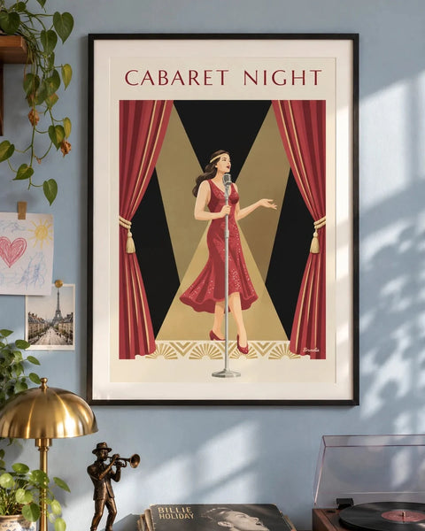 Music posters: collection poster framed in a home interior