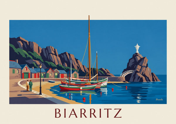 Juliste Biarritzin kalastajasatama ja Rocher de la Vierge