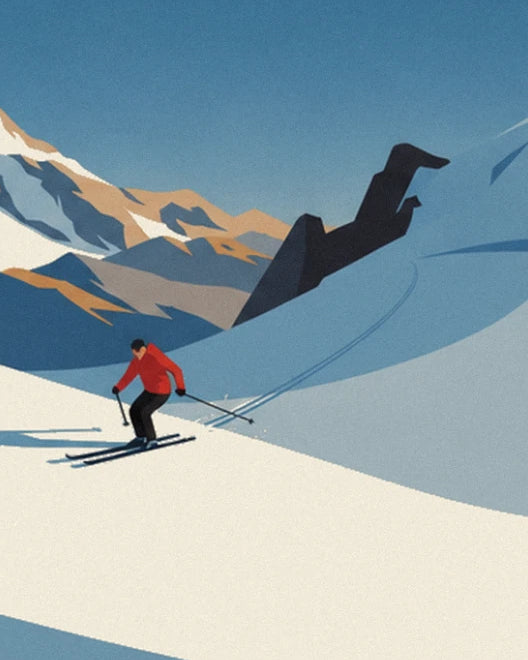 The skier in a red jacket carving a path down the snow