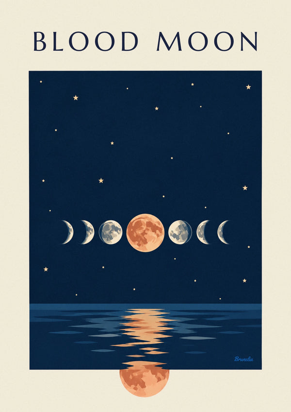 Affiche éclipse lunaire et phases de la Lune