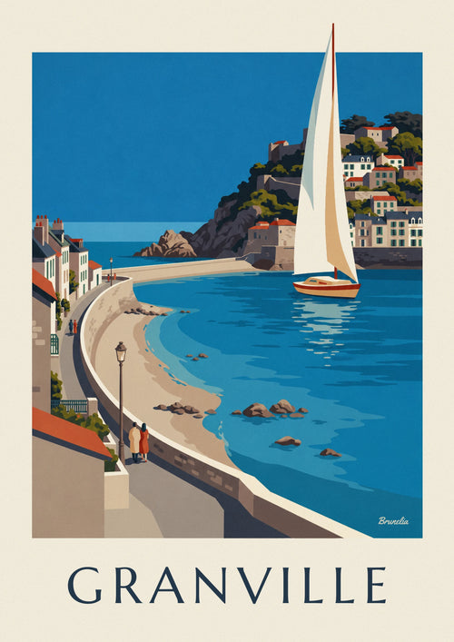 Affiche front de mer et villas normandes de Granville : l'affiche entière