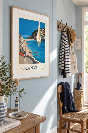 Affiche front de mer et villas normandes de Granville : encadrée au mur