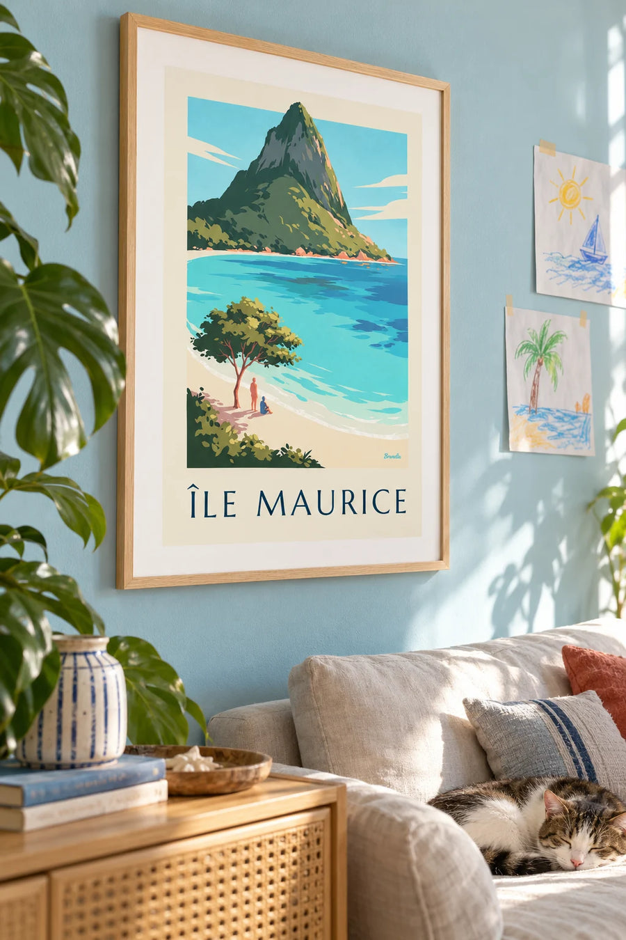 Affiche Morne Brabant et lagon de l'île Maurice : encadrée au mur