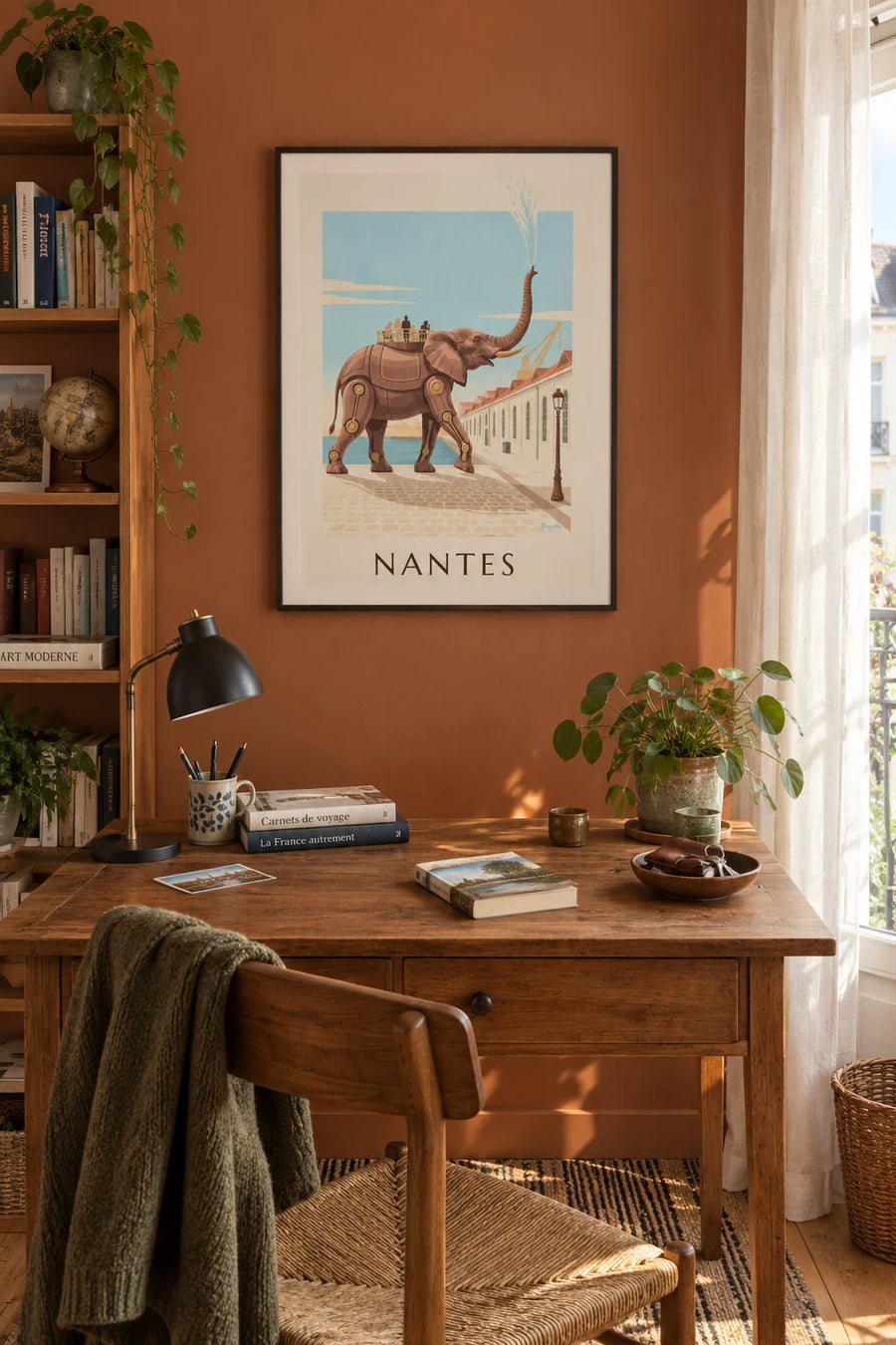 Affiche grand éléphant des Machines de l'île à Nantes : encadrée au mur