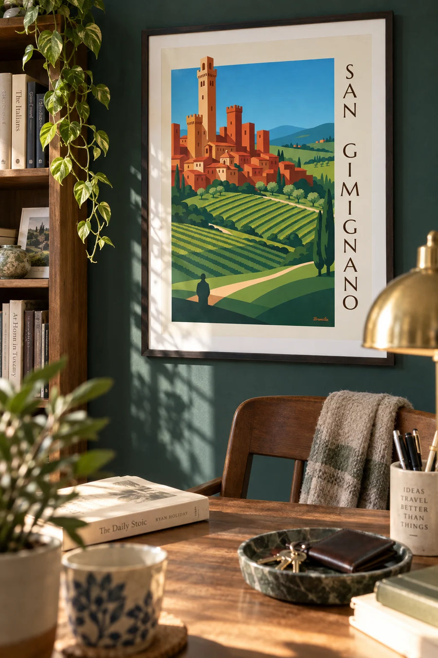 Affiche tours médiévales de San Gimignano en Toscane : encadrée au mur