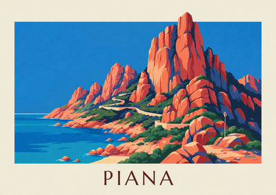 Poster of the Calanques de Piana in Corsica above the Gulf of Porto: the full poster