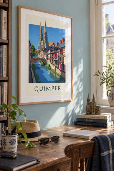 Affiche cathédrale Saint-Corentin de Quimper et l'Odet : encadrée au mur