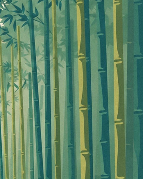 Tall green and yellow bamboo stems with clearly defined joints