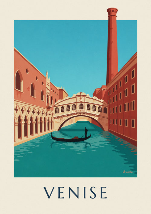 Poster of a gondola beneath the Bridge of Sighs in Venice: the full poster