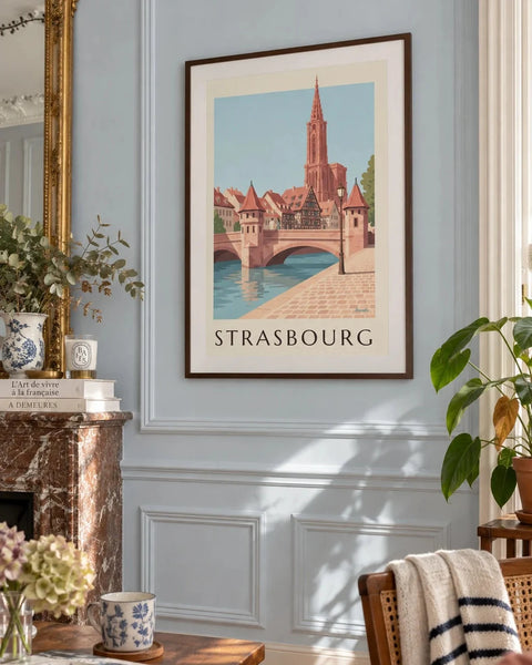 Strasbourg posters: collection poster framed in an interior