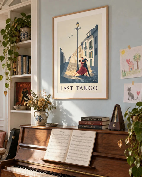 Dance posters: collection poster framed in an interior