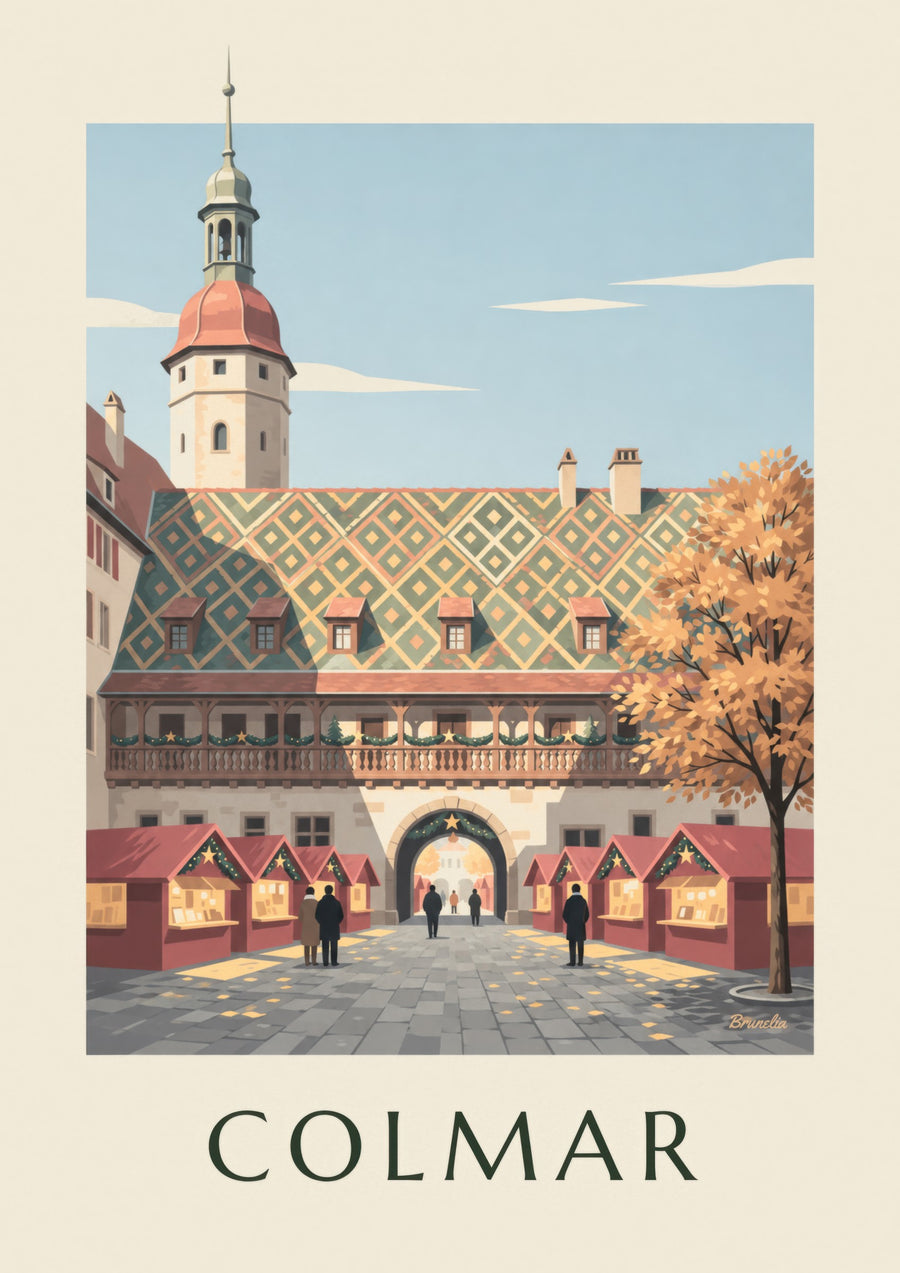 Juliste Colmarin joulutorista Koïfhusin edustalla