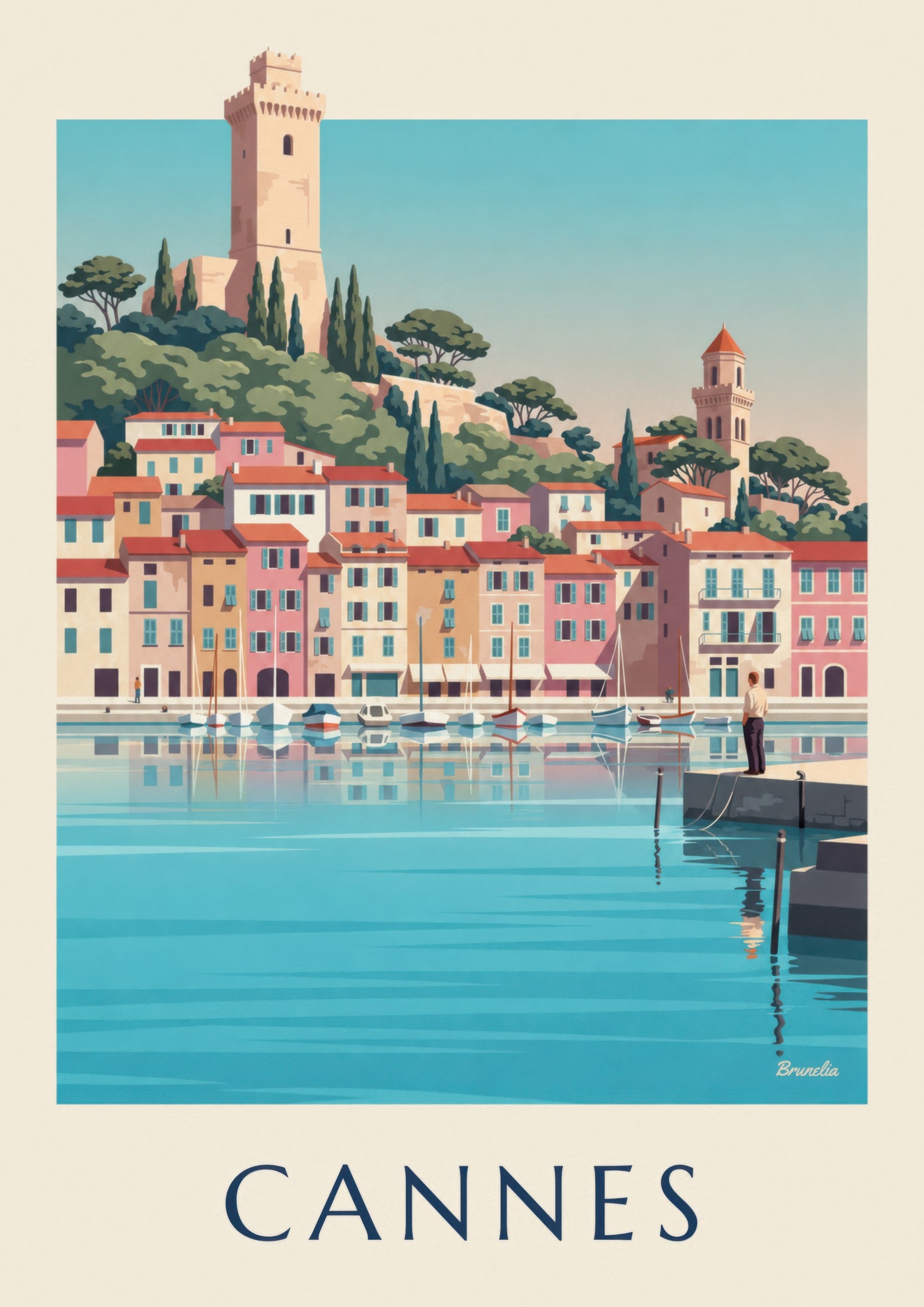 Affiche Vieux-Port de Cannes et Le Suquet: lähikuva yksityiskohdasta