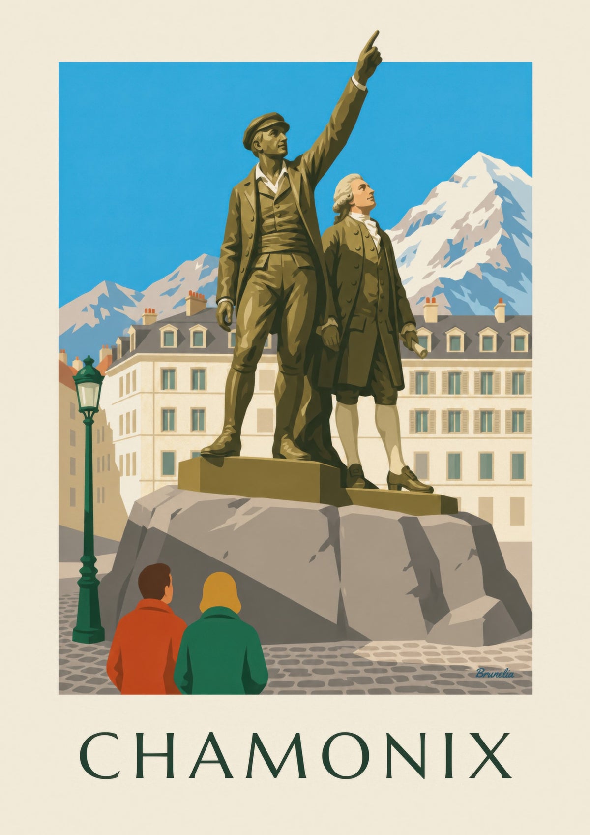 Balmat’n ja Saussuren patsasjuliste Chamonix’ssa