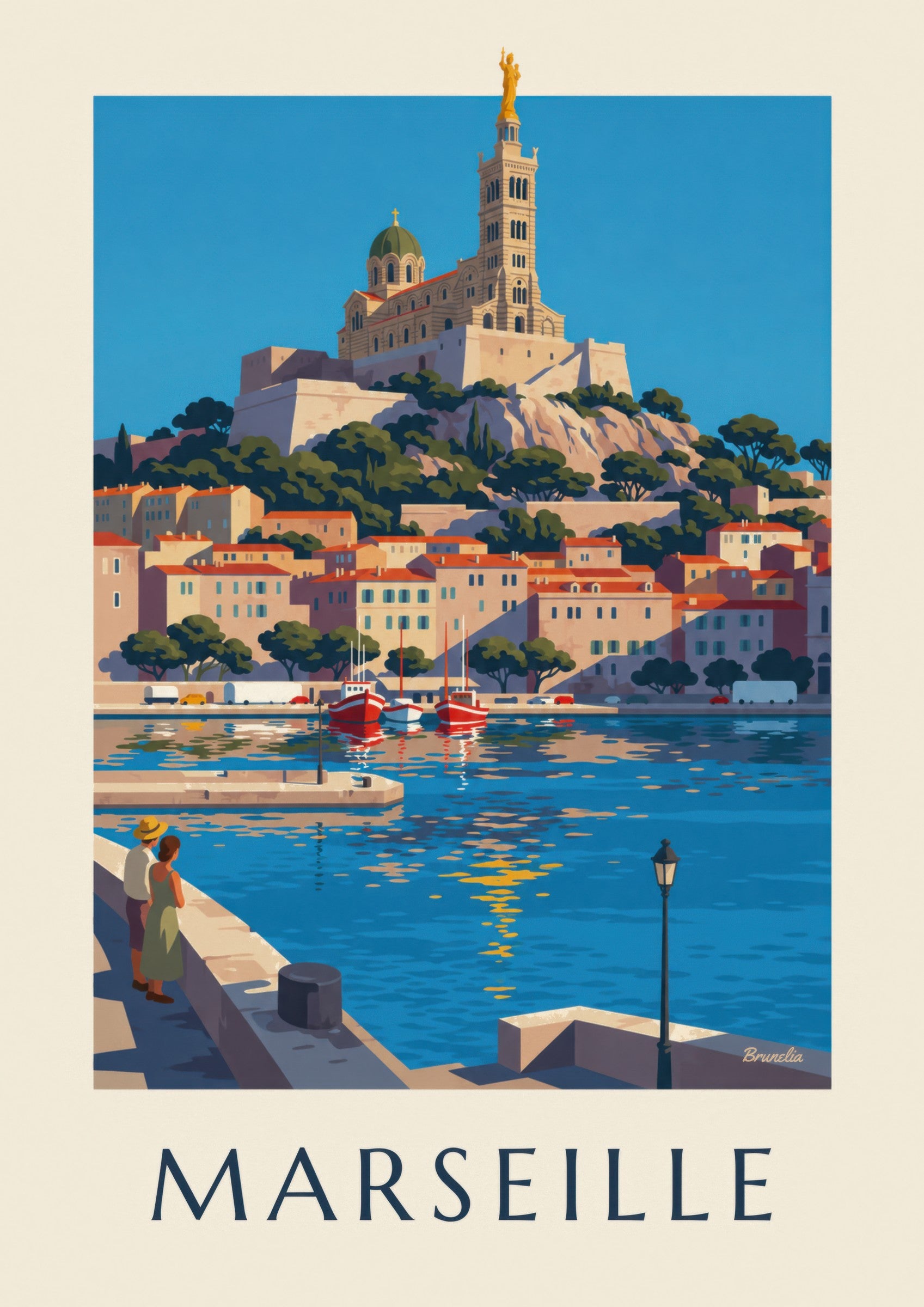 Affiche Notre-Dame-de-la-Garde à Marseille: lähikuva yksityiskohdasta
