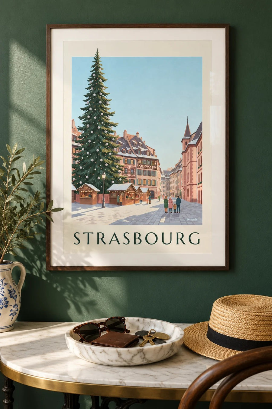 Affiche marché de Noël de Strasbourg : encadrée au mur
