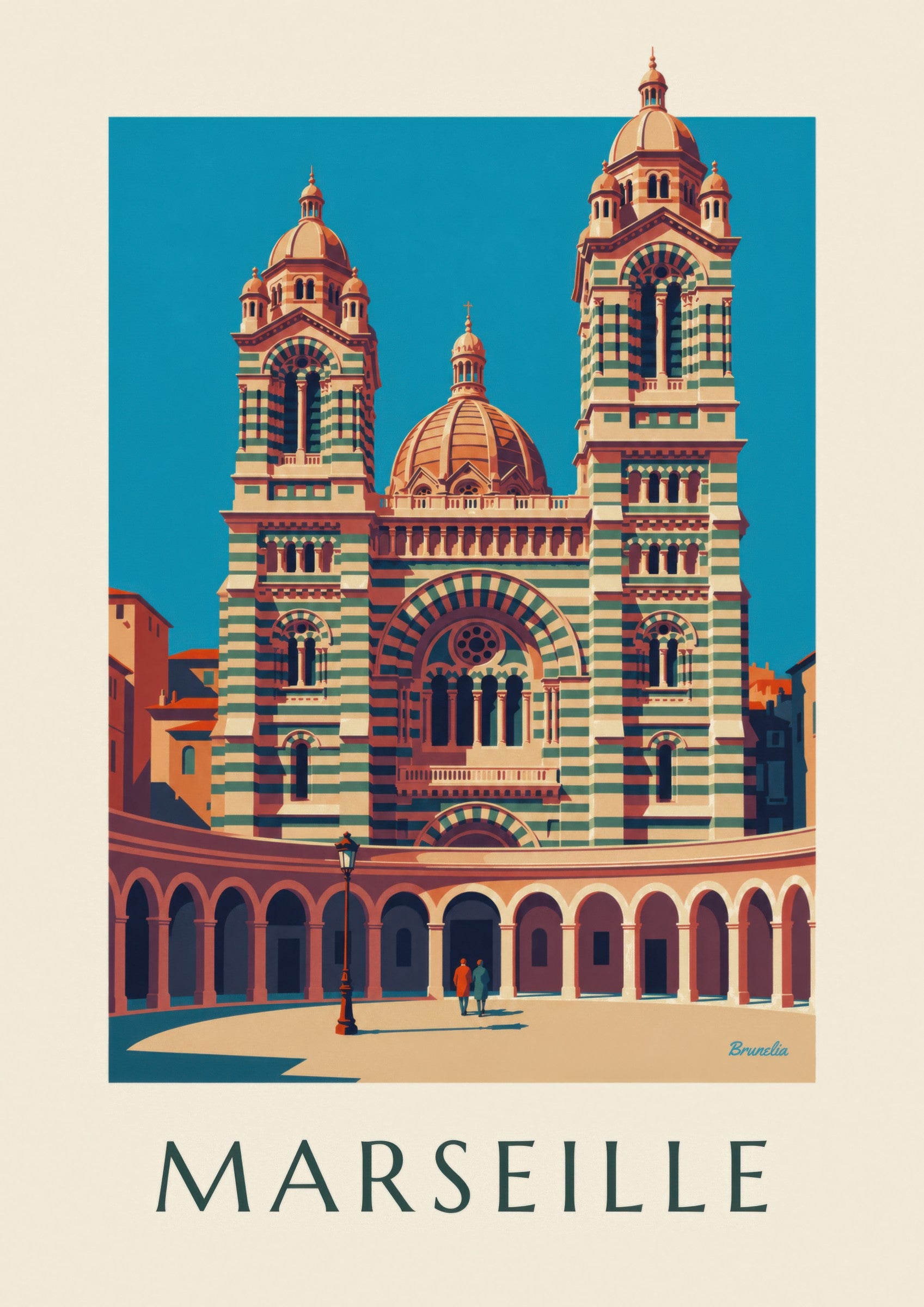 Affiche cathédrale de la Major à Marseille: lähikuva yksityiskohdasta