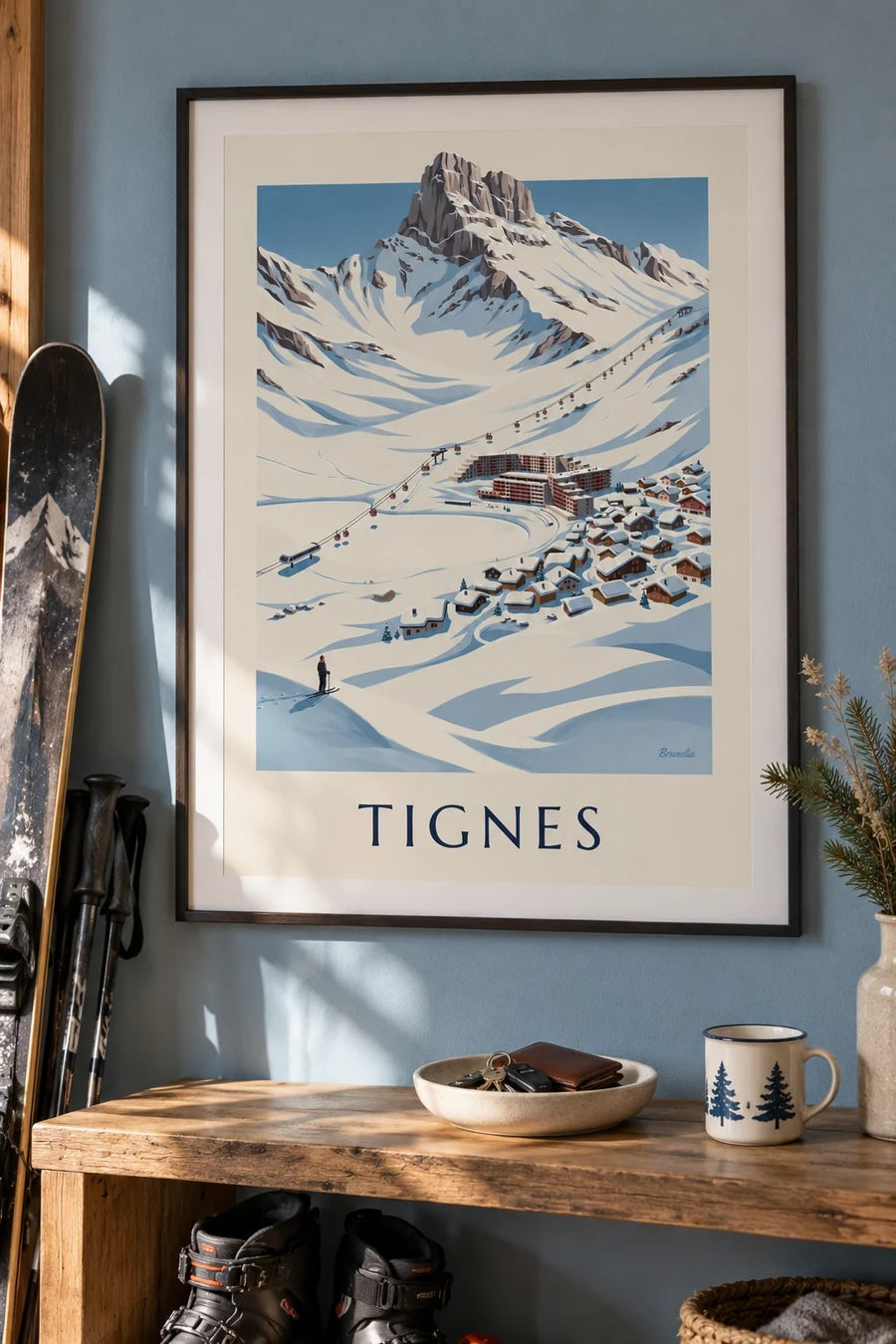 Affiche Tignes-Le Lac sous la neige : encadrée au mur