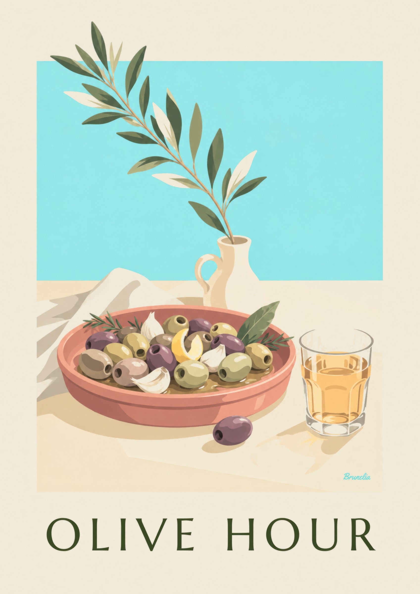 Affiche olives de Provence à l'apéritif: lähikuva yksityiskohdasta