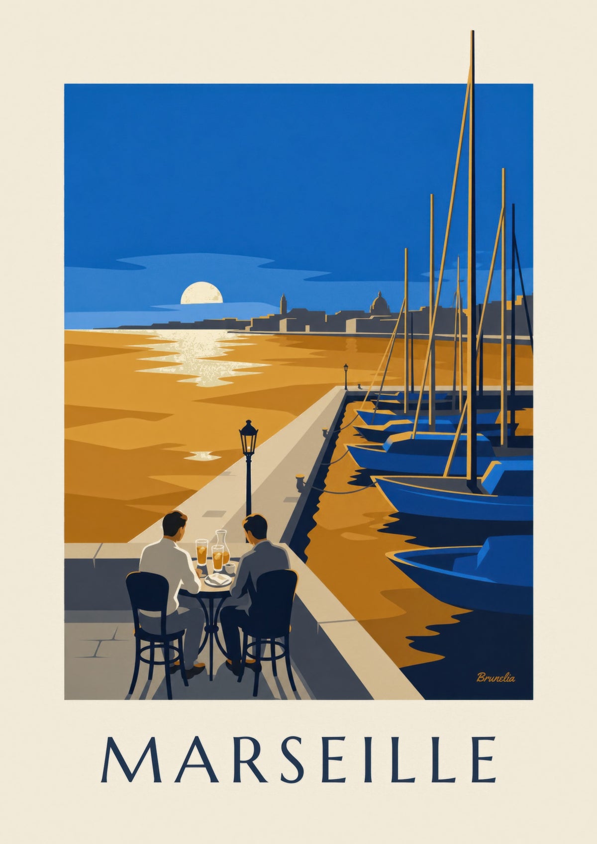 Aperitiivijuliste auringonlaskusta Marseillessa