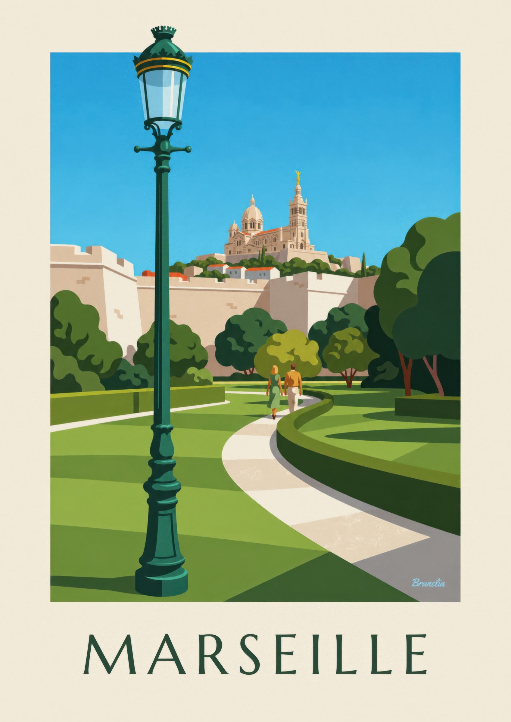 Affiche Notre-Dame-de-la-Garde vue du Pharo: lähikuva yksityiskohdasta