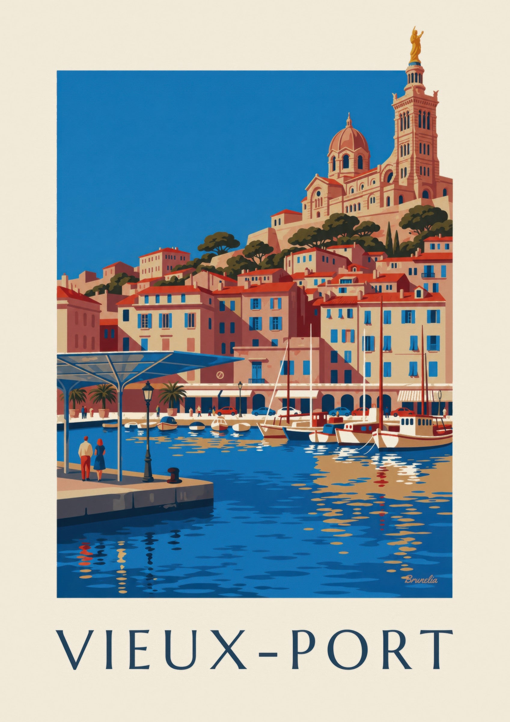 Affiche ombrière miroir du Vieux-Port de Marseille: lähikuva yksityiskohdasta