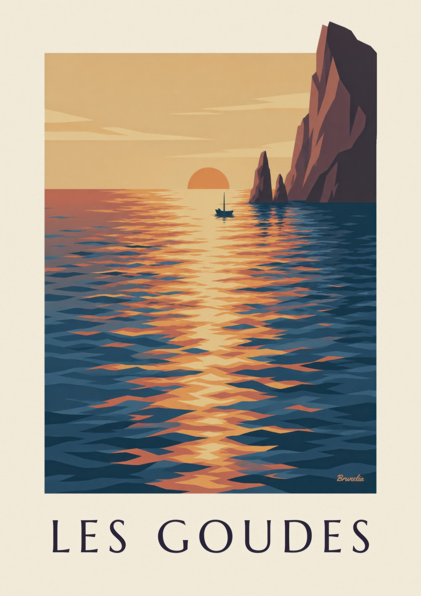 Affiche coucher de soleil aux Goudes: lähikuva yksityiskohdasta