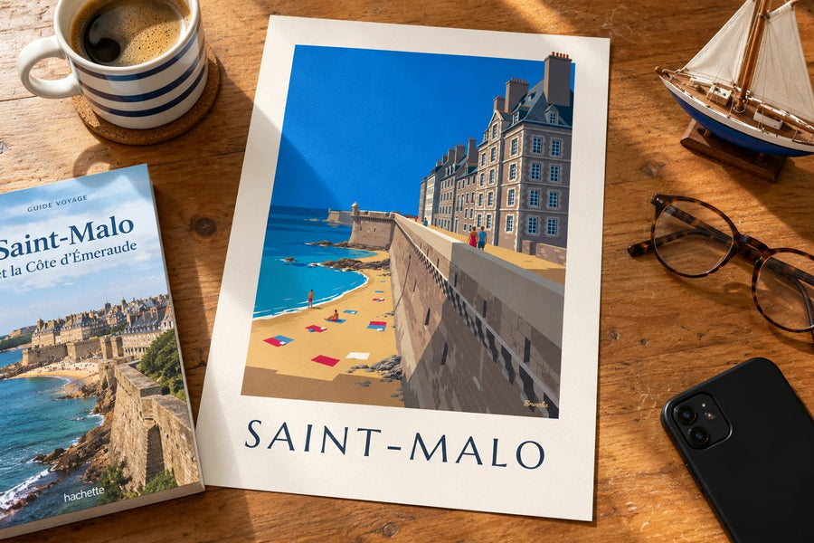 Saint-Malon muurien ja rannan juliste : pöydällä