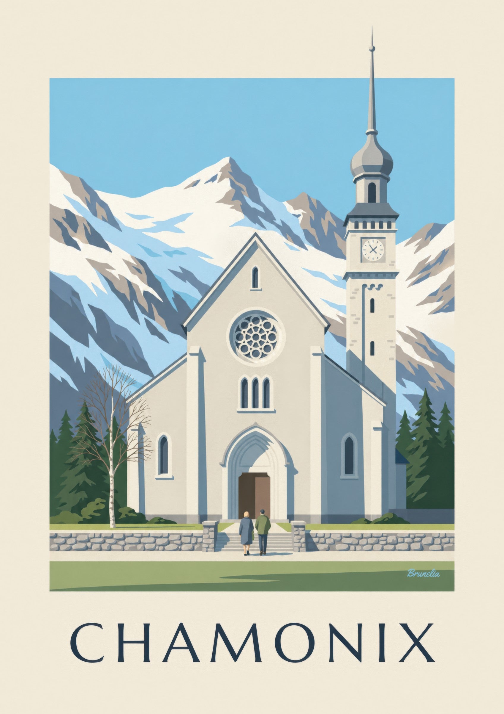 Affiche église Saint-Michel de Chamonix: lähikuva yksityiskohdasta