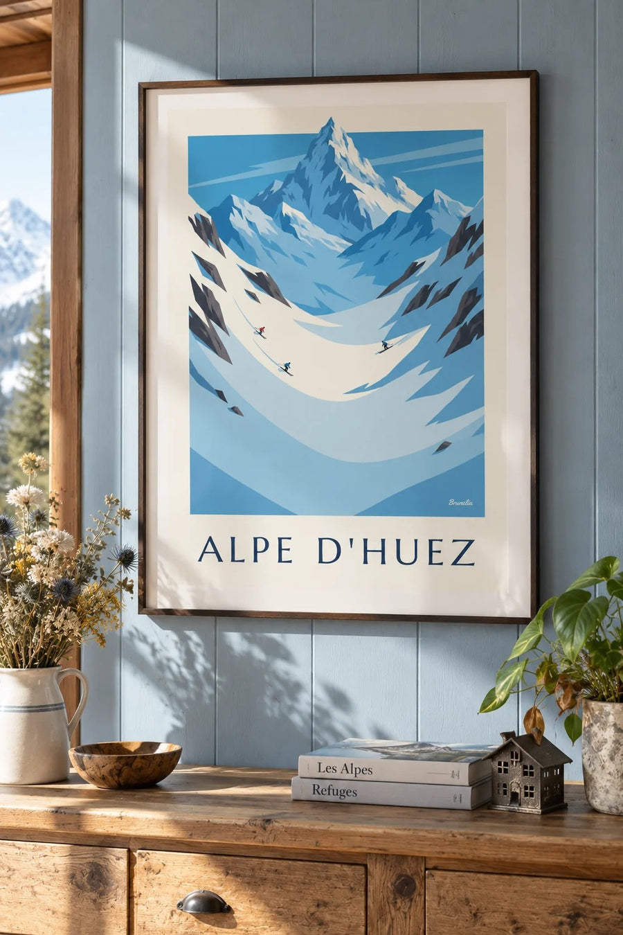 Affiche Alpe d'Huez, glacier de Sarenne et Écrins : encadrée au mur