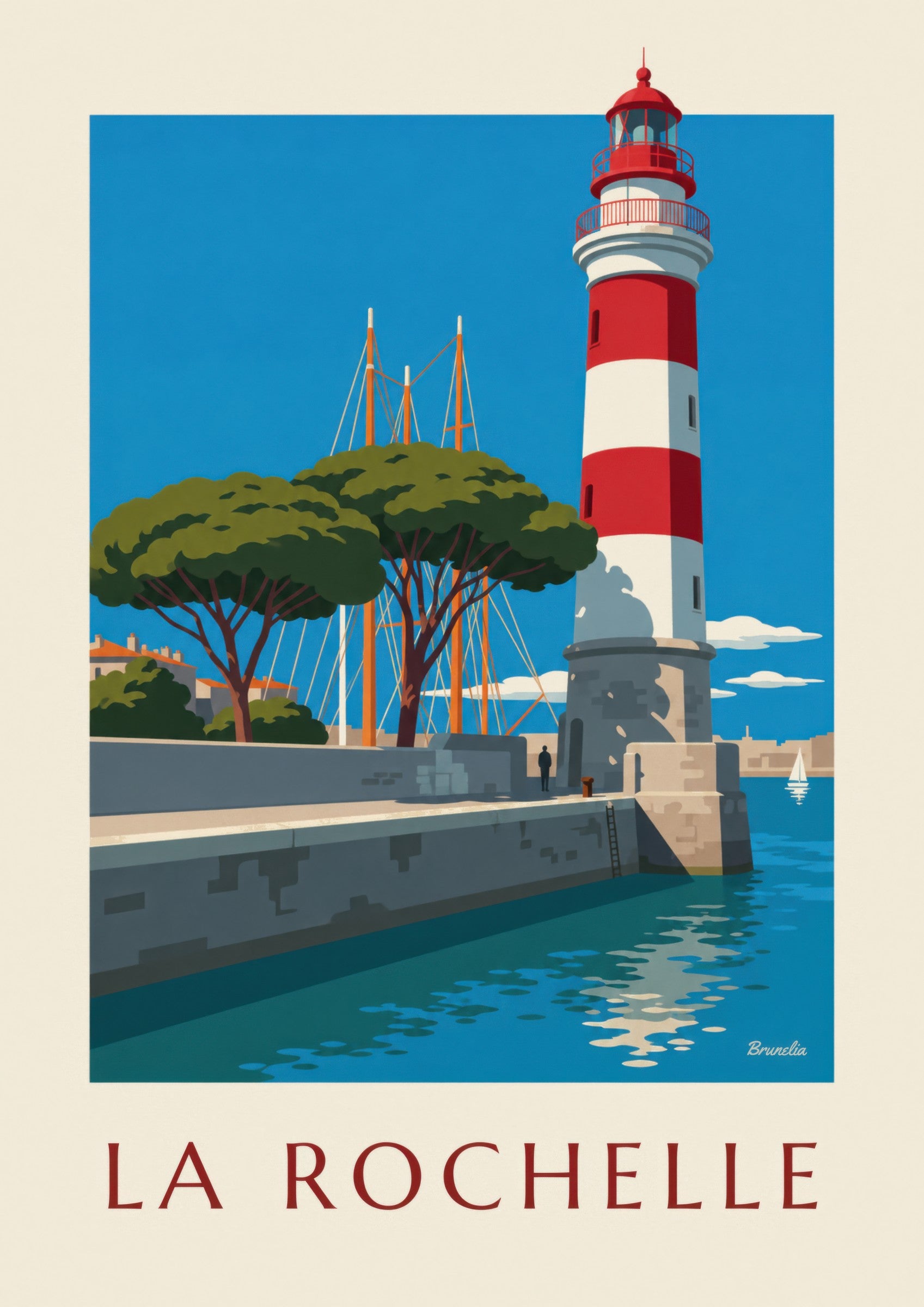 Affiche phare rouge et blanc du Gabut: lähikuva yksityiskohdasta