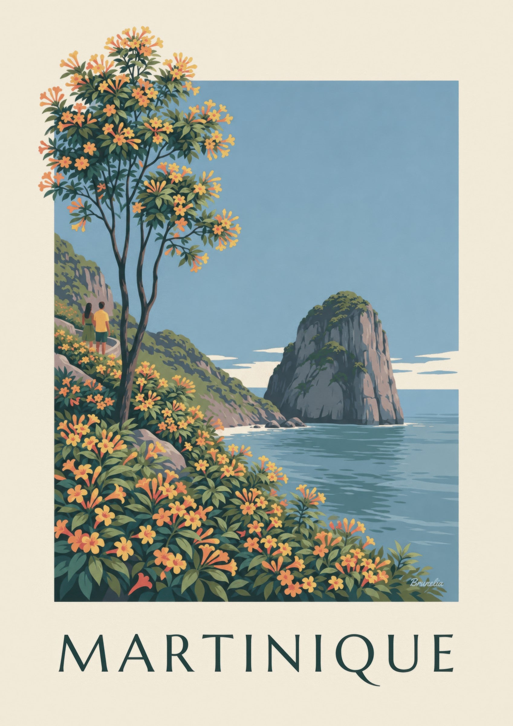 Affiche Martinique, rocher du Diamant et mer des Caraïbes: lähikuva yksityiskohdasta