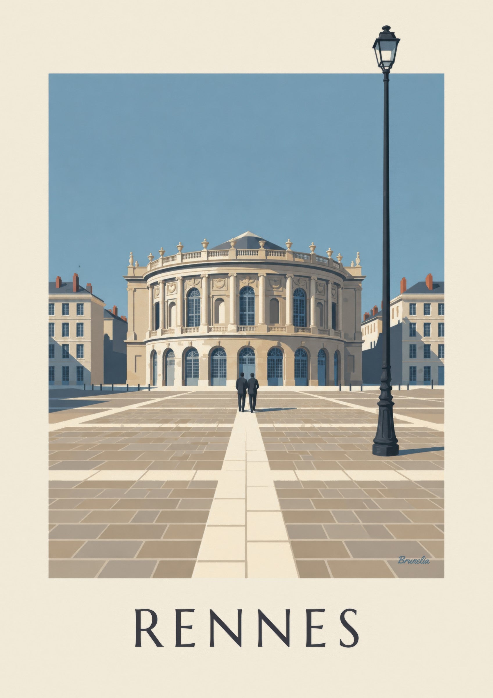 Affiche Rennes, l’opéra en rotonde place de la Mairie: lähikuva yksityiskohdasta