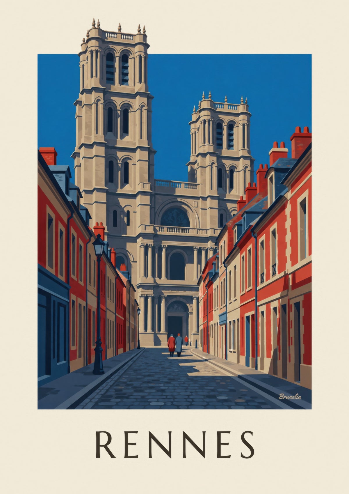 Affiche Rennes, cathédrale Saint-Pierre et ses tours