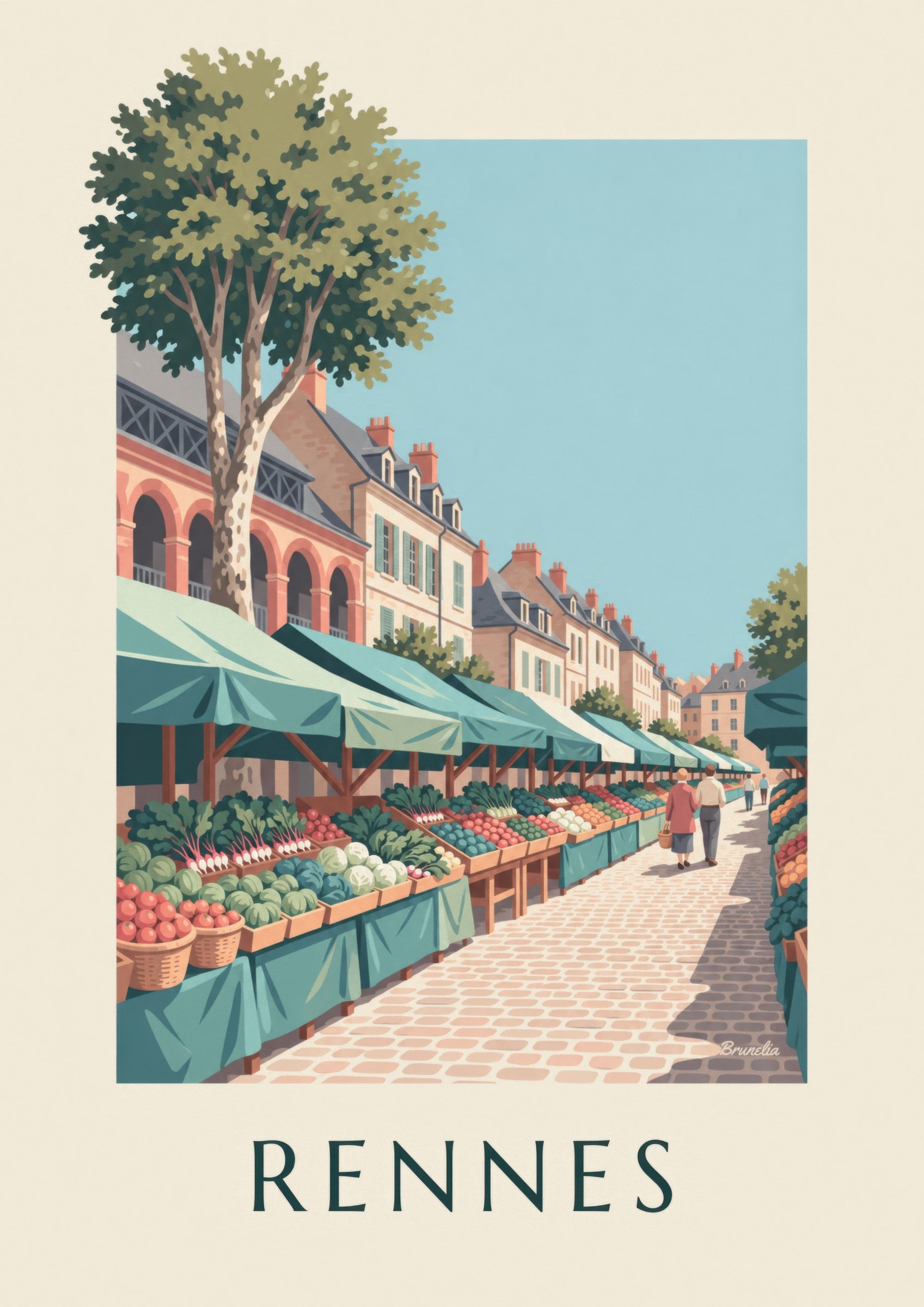 Affiche marché des Lices à Rennes: lähikuva yksityiskohdasta
