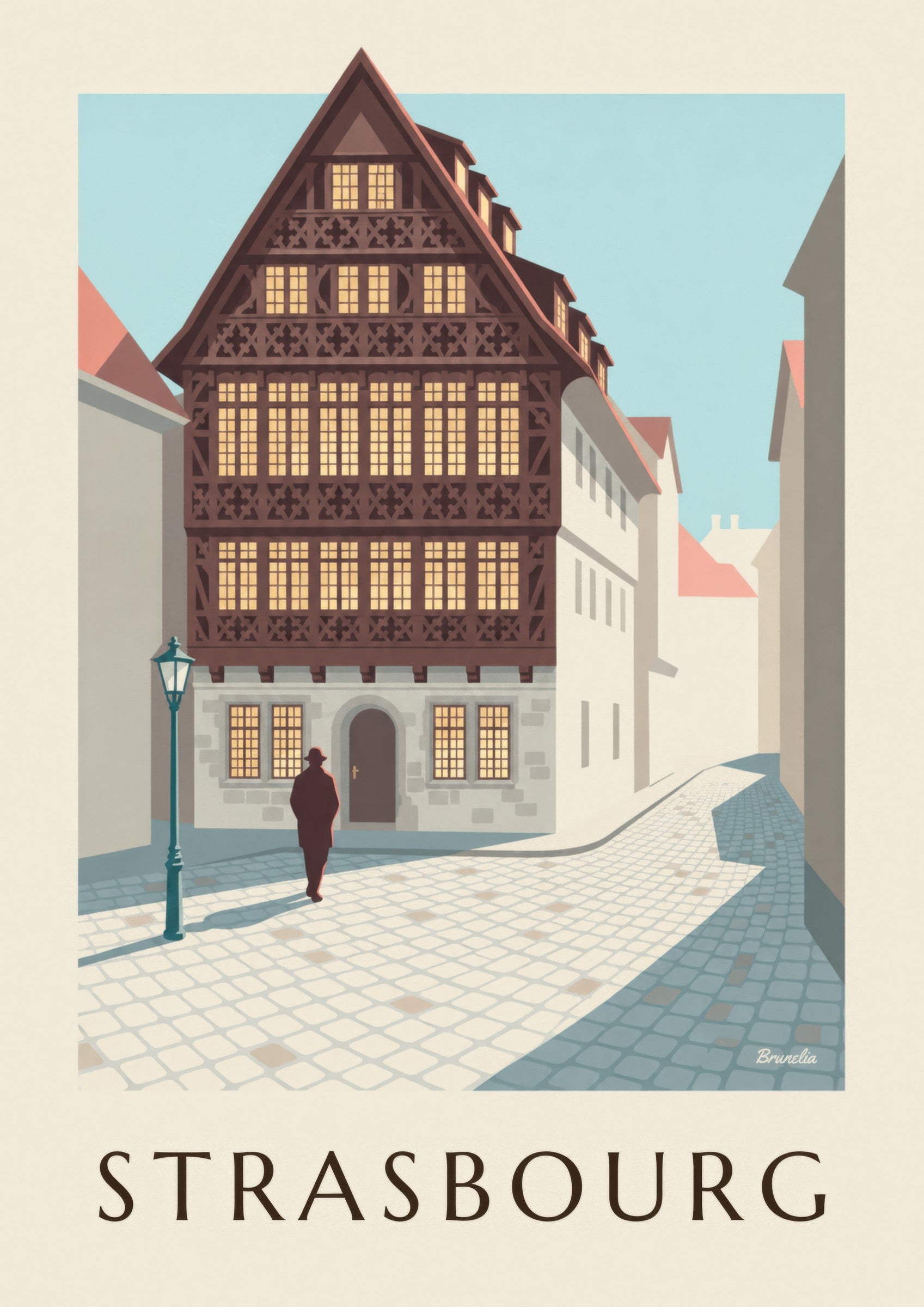Maison Kammerzell -juliste Strasbourgissa: lähikuva yksityiskohdasta
