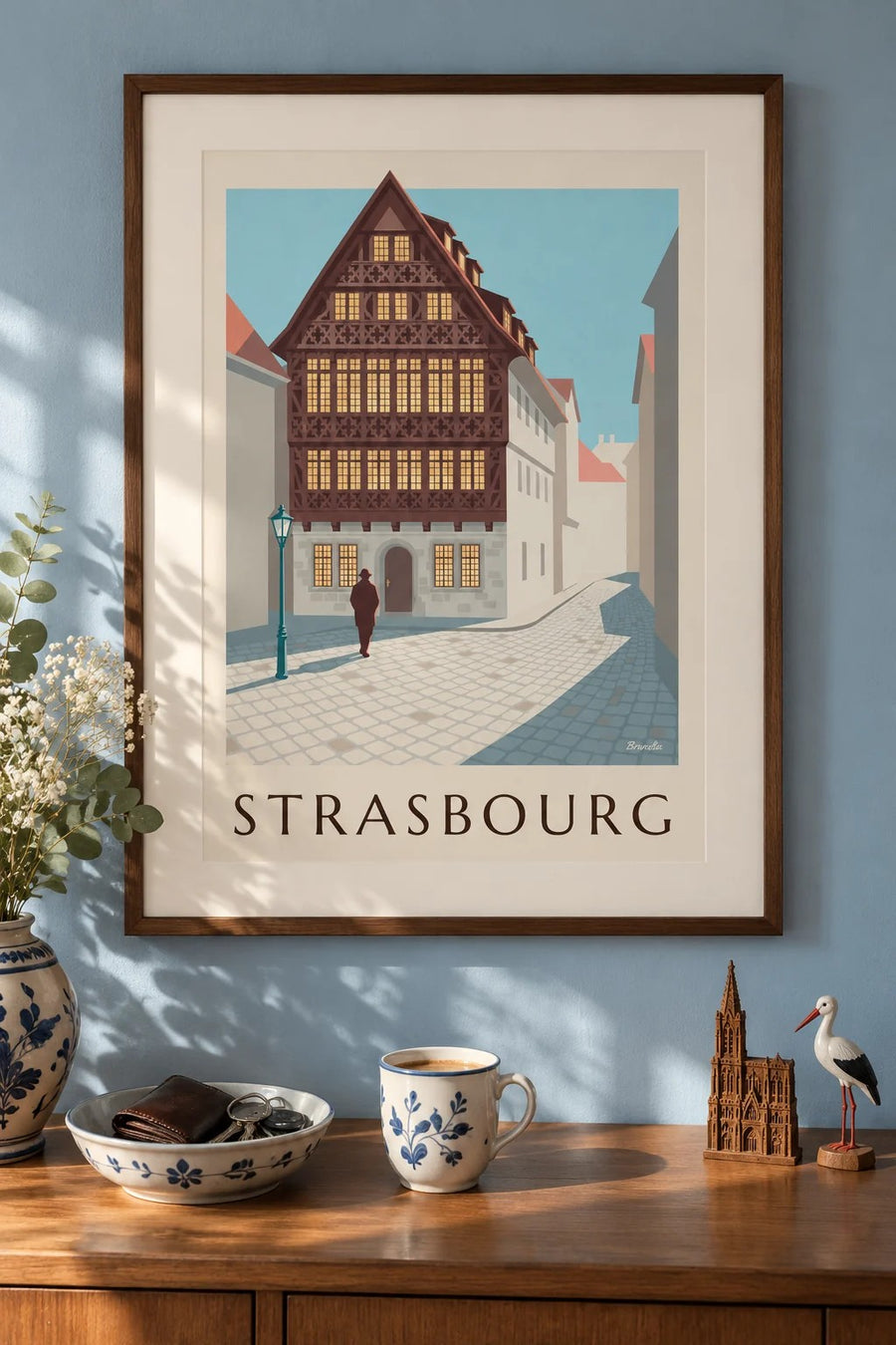 Maison Kammerzell -juliste Strasbourgissa : kehystettynä seinällä