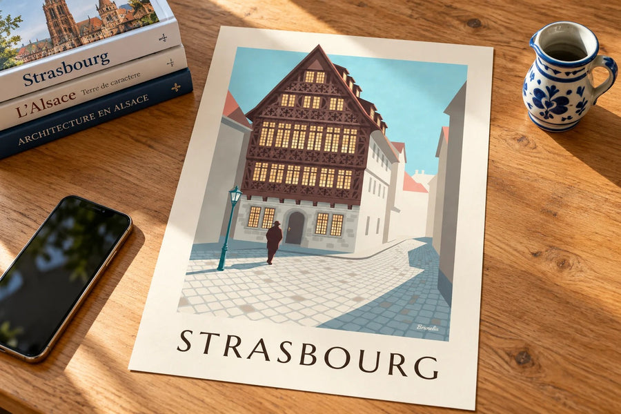 Maison Kammerzell -juliste Strasbourgissa : pöydällä