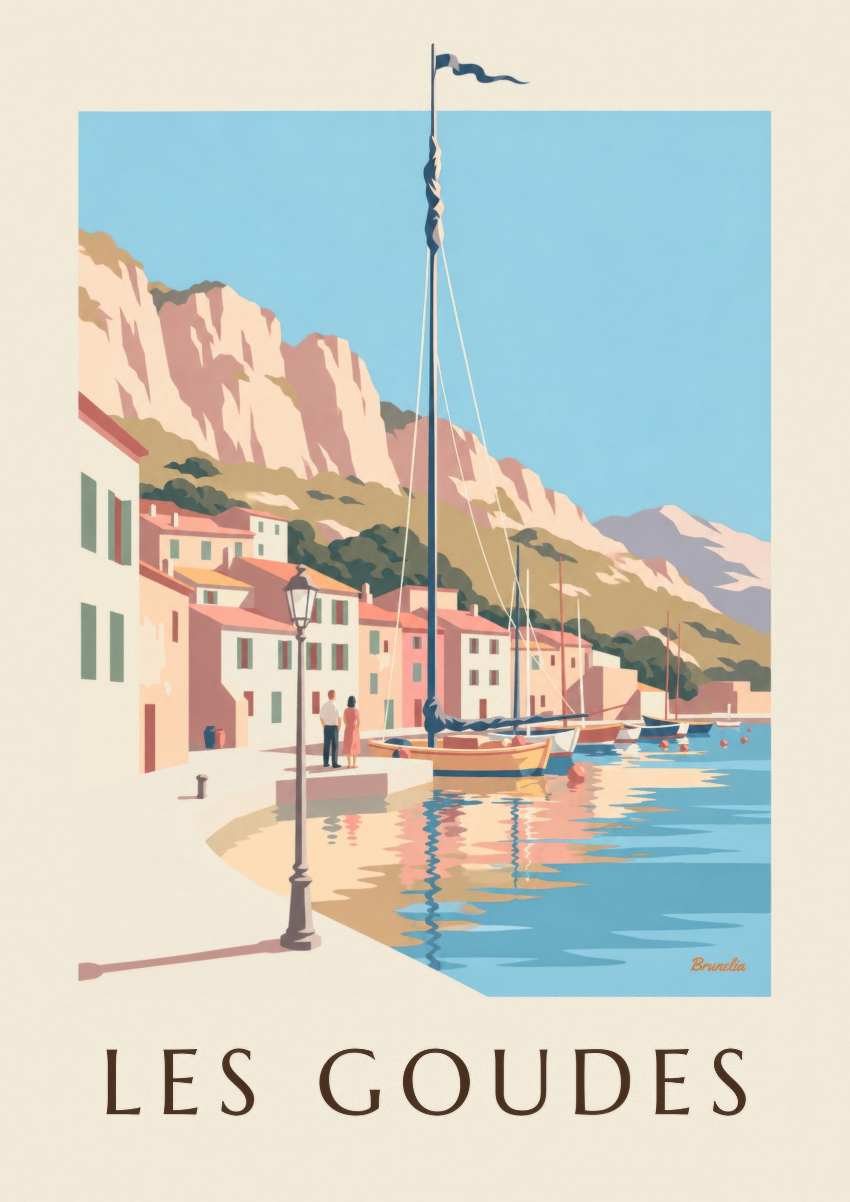 Affiche port des Goudes au coucher du soleil: lähikuva yksityiskohdasta