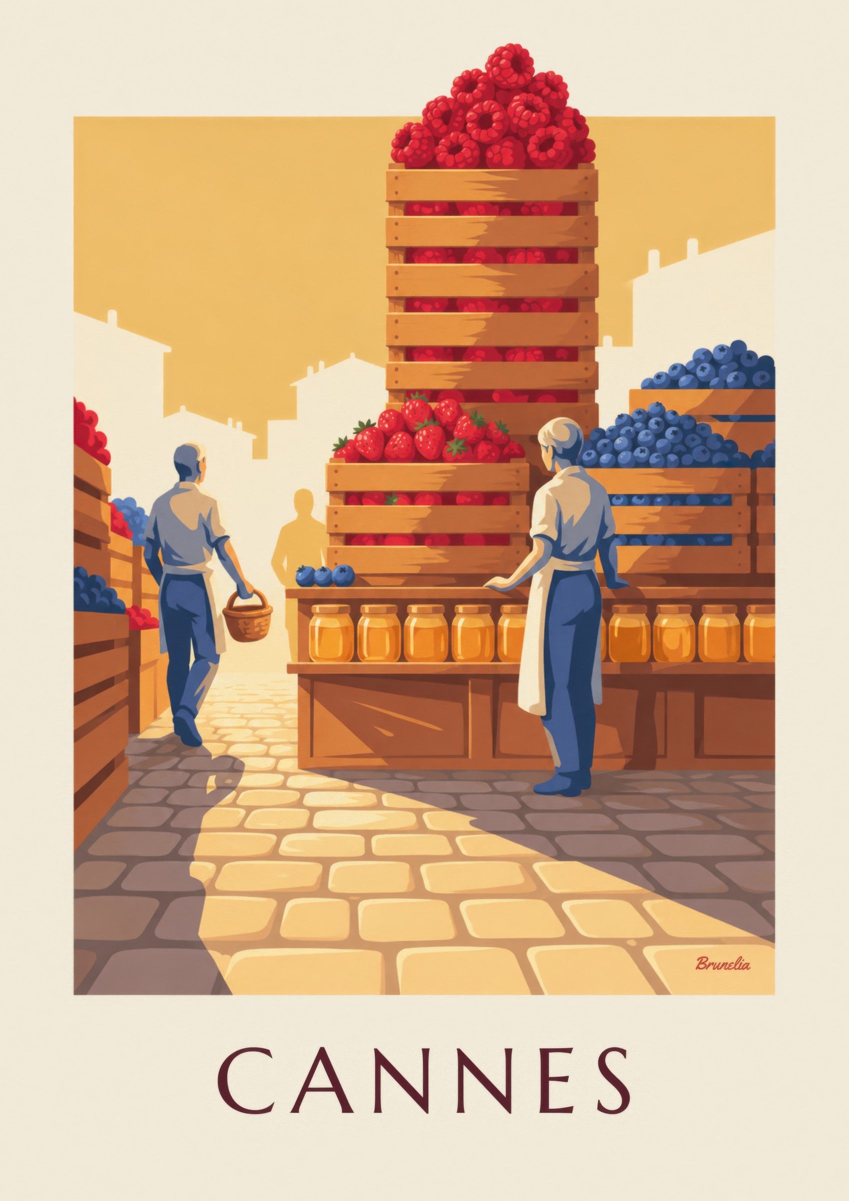 Affiche marché Forville à Cannes, fruits rouges: lähikuva yksityiskohdasta