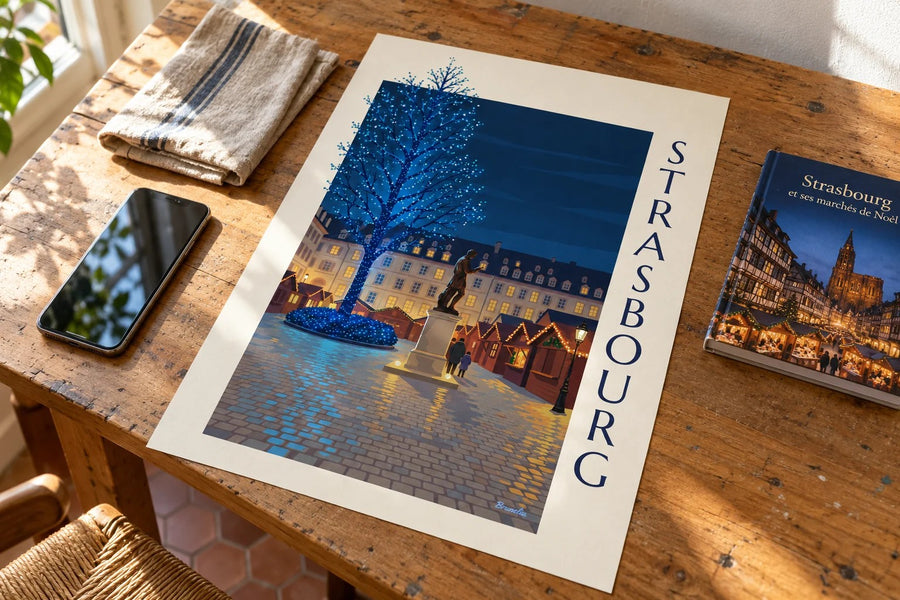 Strasbourg jouluna, Gutenberg-aukion juliste : pöydällä