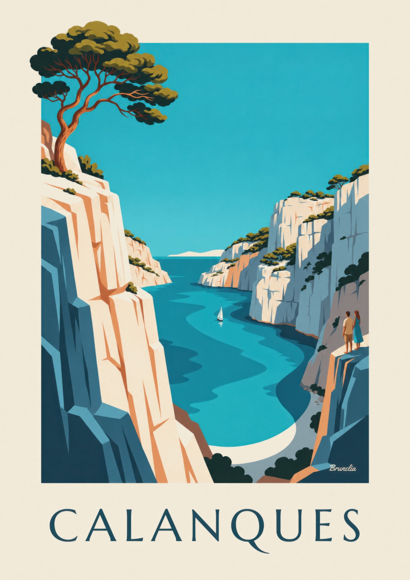Affiche calanque d'En-Vau à Marseille: lähikuva yksityiskohdasta