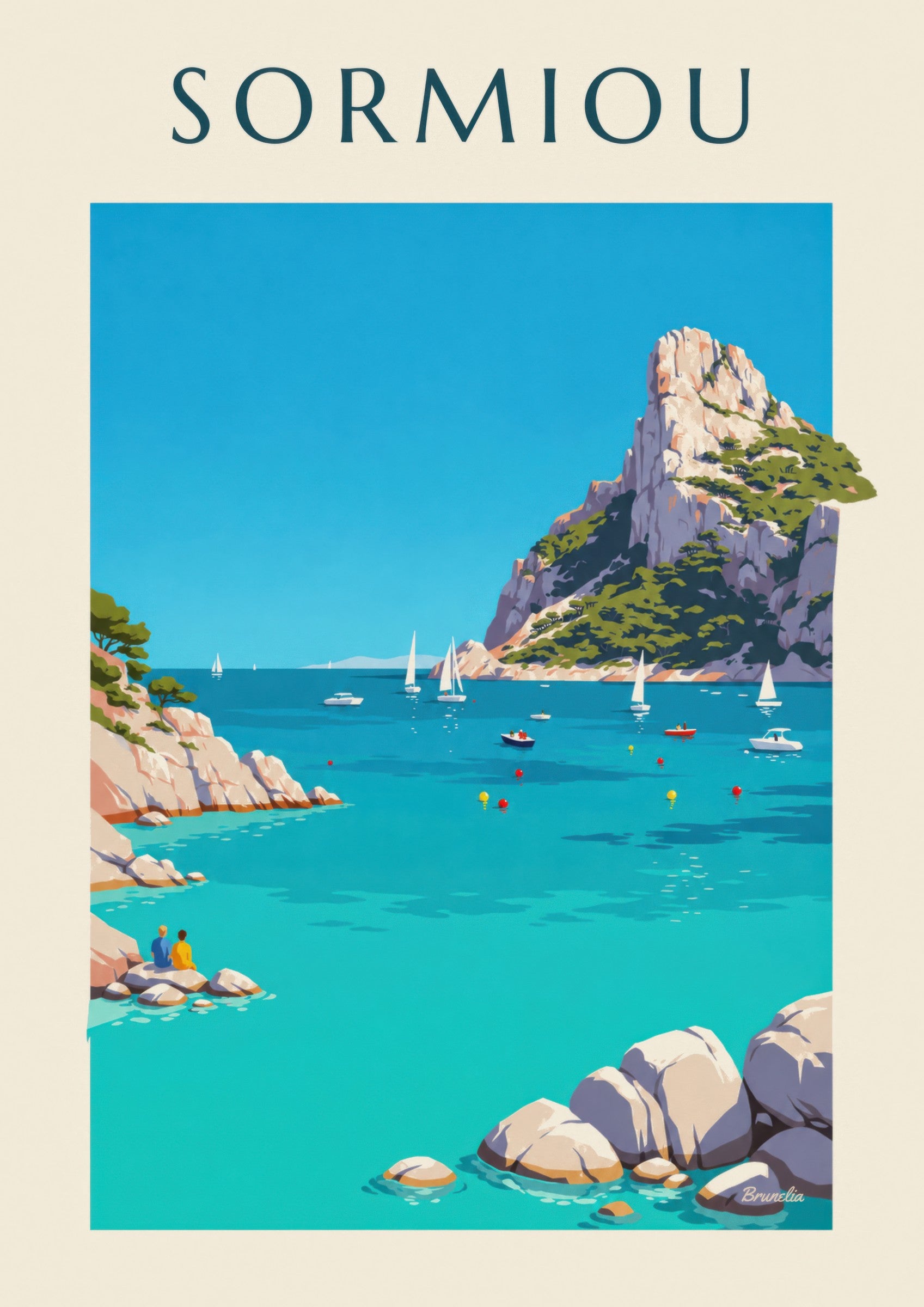 Affiche calanque de Sormiou à Marseille: lähikuva yksityiskohdasta