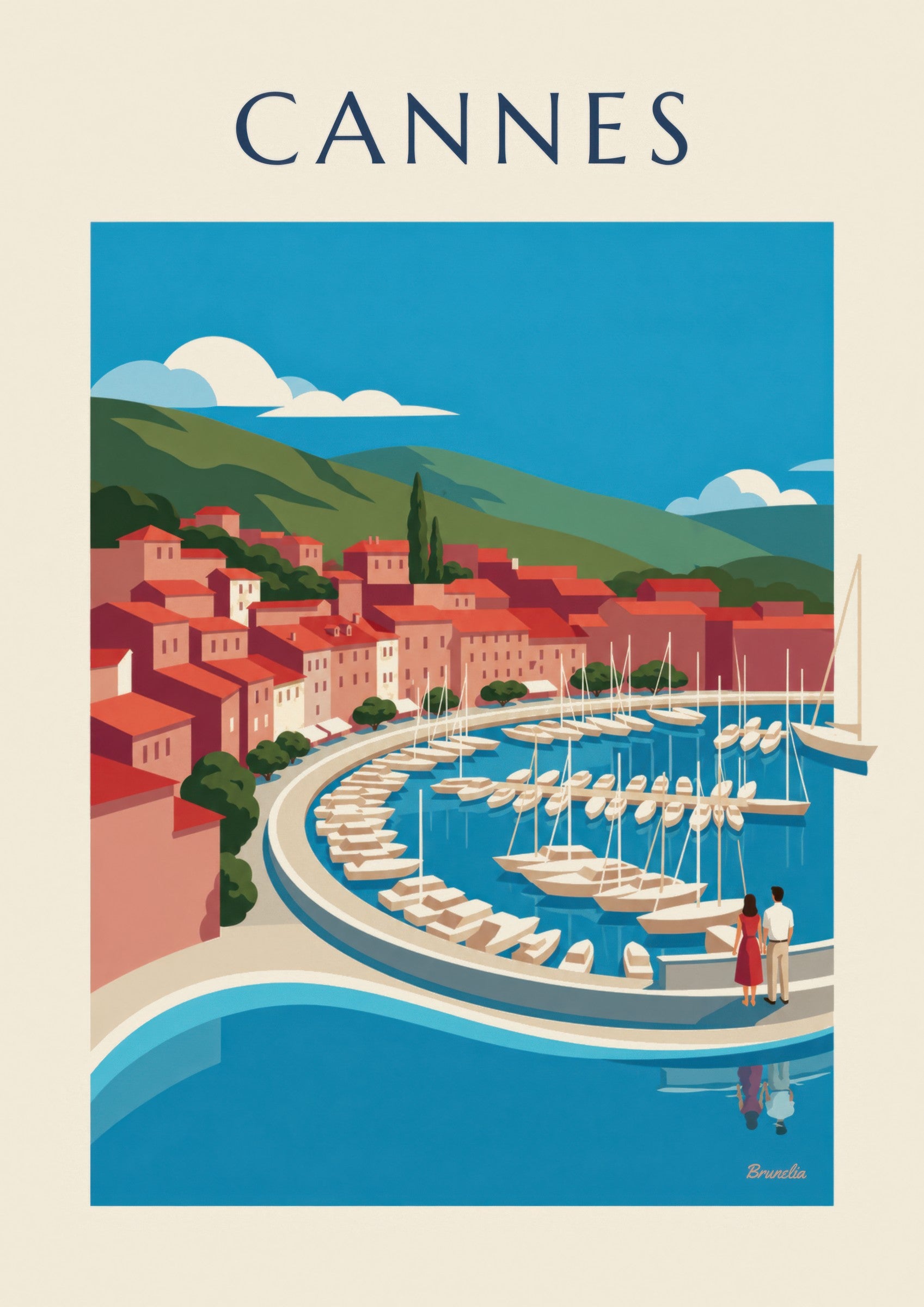 Affiche baie de Cannes vue du Suquet: lähikuva yksityiskohdasta