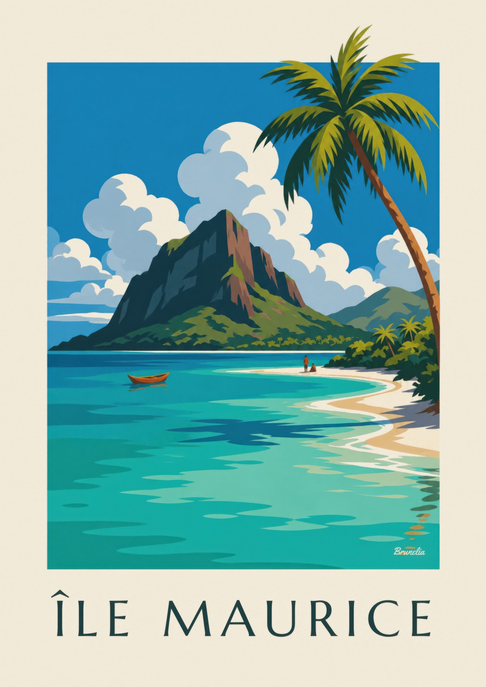 Affiche Le Morne Brabant et son lagon (titre ÎLE MAURICE): lähikuva yksityiskohdasta