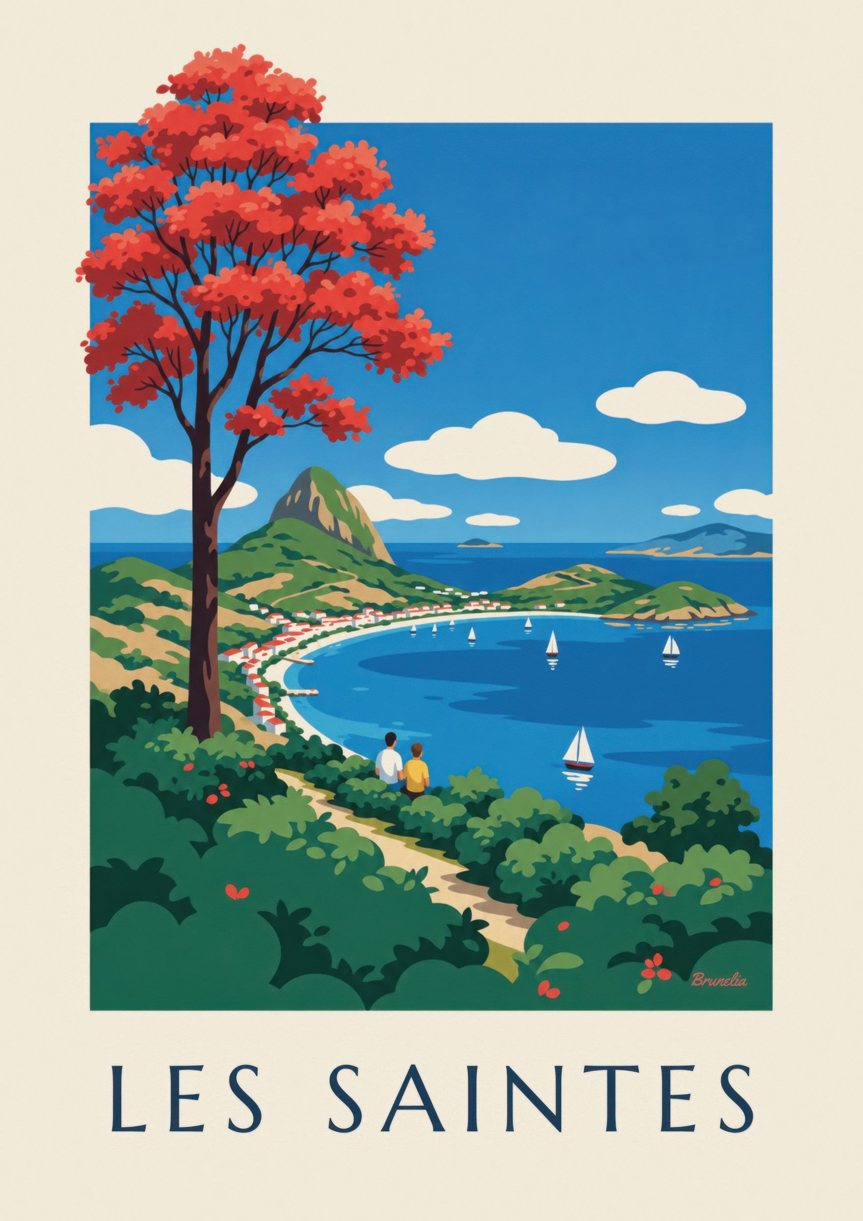 Affiche Guadeloupe, baie des Saintes à Terre-de-Haut: lähikuva yksityiskohdasta