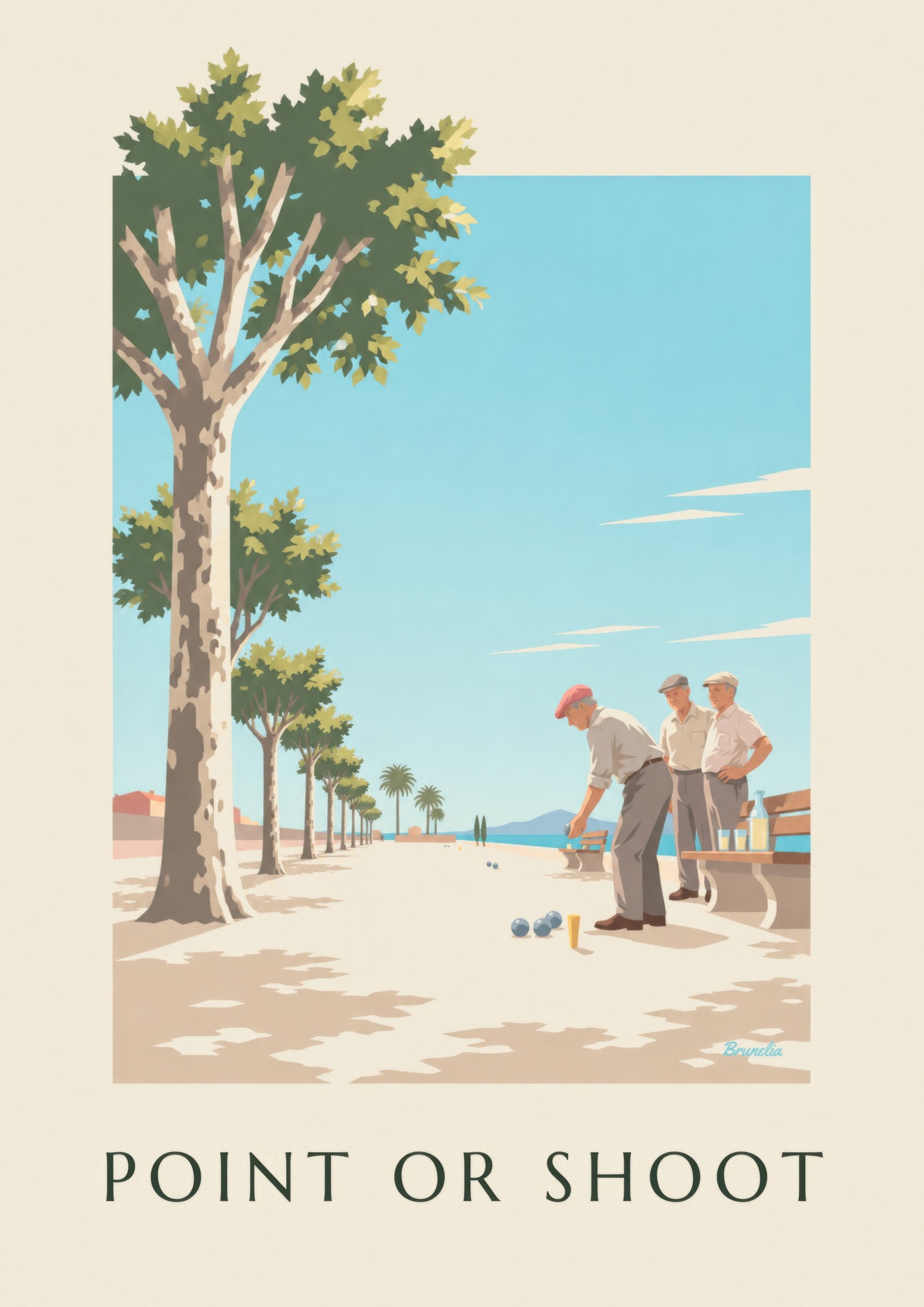 Affiche partie de pétanque sous les platanes: lähikuva yksityiskohdasta