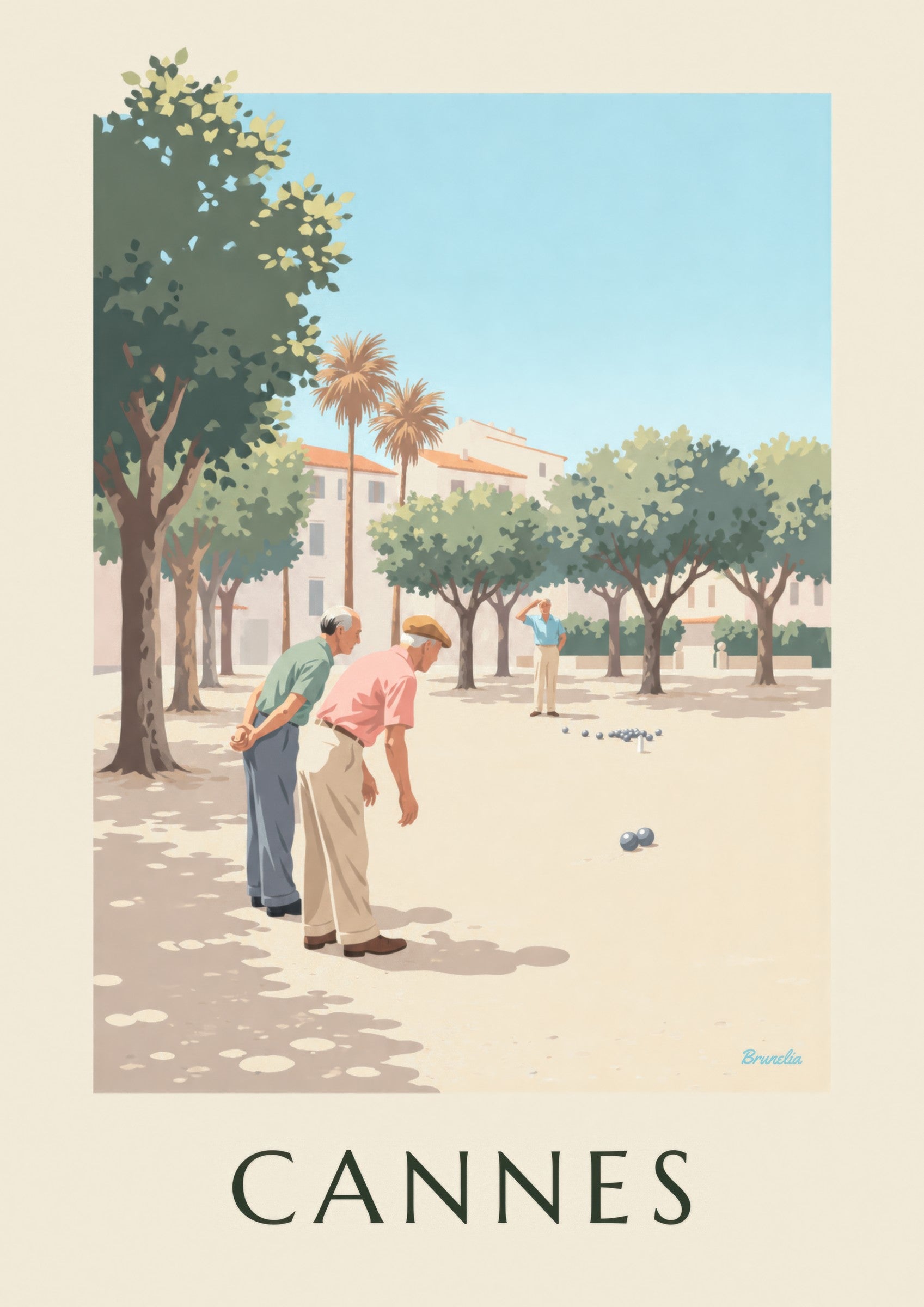 Affiche pétanque sous les platanes à Cannes: lähikuva yksityiskohdasta