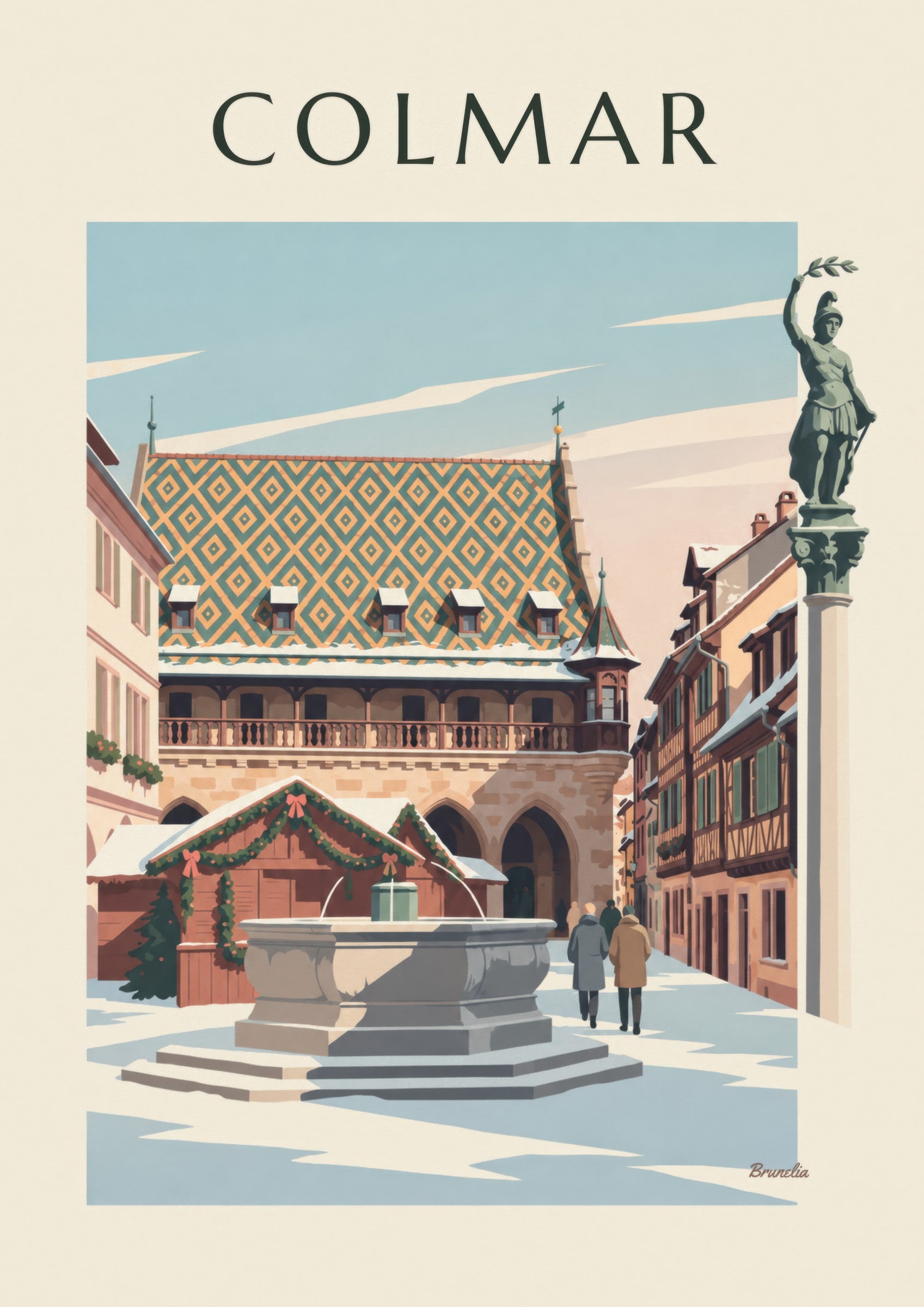 Affiche fontaine Schwendi et Koïfhus à Colmar: lähikuva yksityiskohdasta