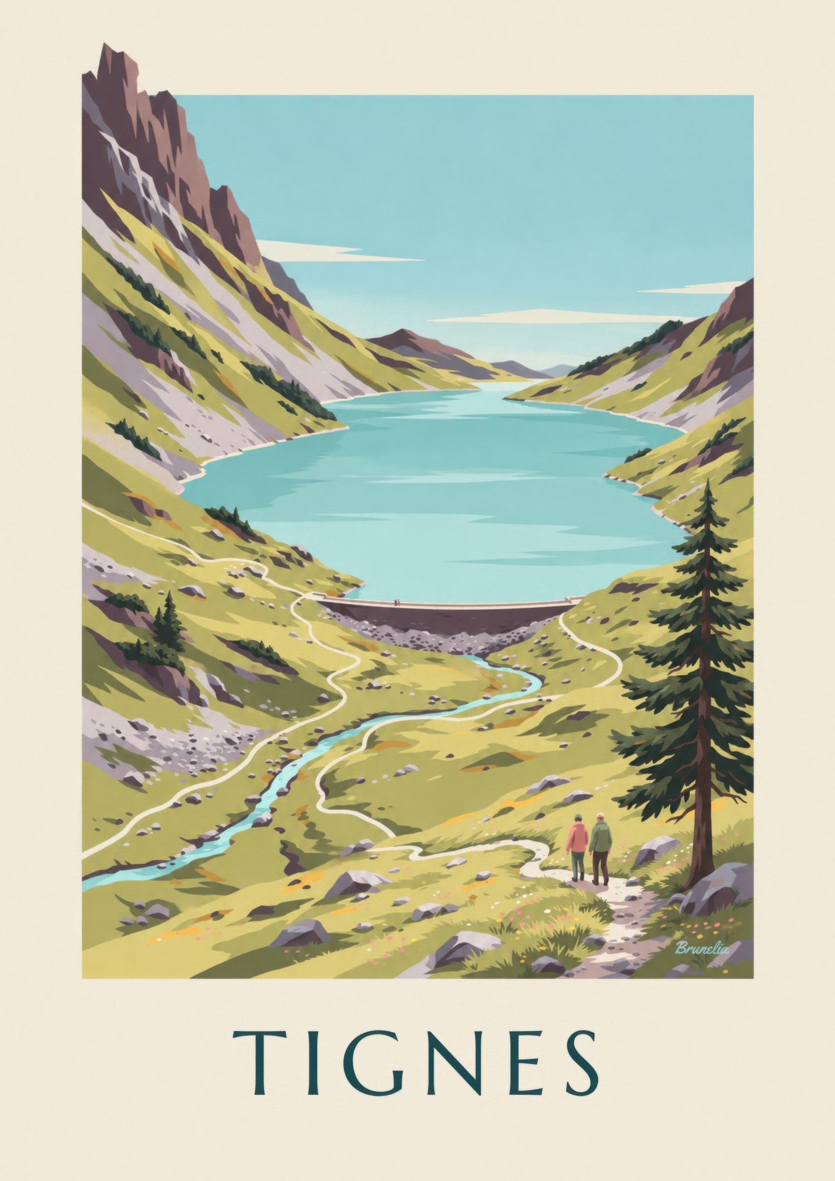 Affiche Tignes, lac turquoise de la Sassière: lähikuva yksityiskohdasta